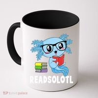 Readsolotl Read Book Funny Kawaii Blue Axolotl Reading Books Coffee Mug thumb 0
