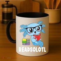 Readsolotl Read Book Funny Kawaii Blue Axolotl Reading Books Coffee Mug thumb 4
