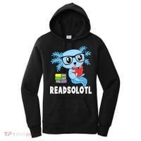 Readsolotl Read Book Funny Kawaii Blue Axolotl Reading Books Women's Hoodie thumb 0