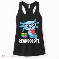 Readsolotl Read Book Funny Kawaii Blue Axolotl Reading Books Women's Tank Top thumb 0