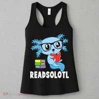 Readsolotl Read Book Funny Kawaii Blue Axolotl Reading Books Women's Tank Top thumb 3