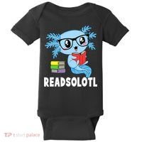 Readsolotl Read Book Funny Kawaii Blue Axolotl Reading Books Baby Bodysuit thumb 0