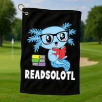 Readsolotl Read Book Funny Kawaii Blue Axolotl Reading Books Golf Towel thumb 1