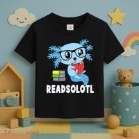 Readsolotl Read Book Funny Kawaii Blue Axolotl Reading Books Toddler T-Shirt thumb 3