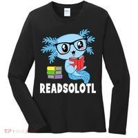 Readsolotl Read Book Funny Kawaii Blue Axolotl Reading Books Women's Long Sleeve Shirt thumb 0