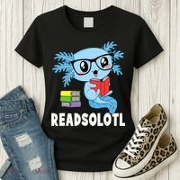 Readsolotl Read Book Funny Kawaii Blue Axolotl Reading Books Women's T-Shirt thumb 3