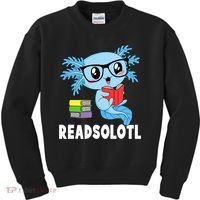 Readsolotl Read Book Funny Kawaii Blue Axolotl Reading Books Kids Sweatshirt thumb 0