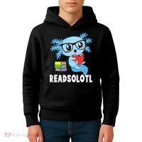 Readsolotl Read Book Funny Kawaii Blue Axolotl Reading Books Kids Hoodie thumb 4