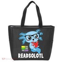 Readsolotl Read Book Funny Kawaii Blue Axolotl Reading Books Tote Bag thumb 0