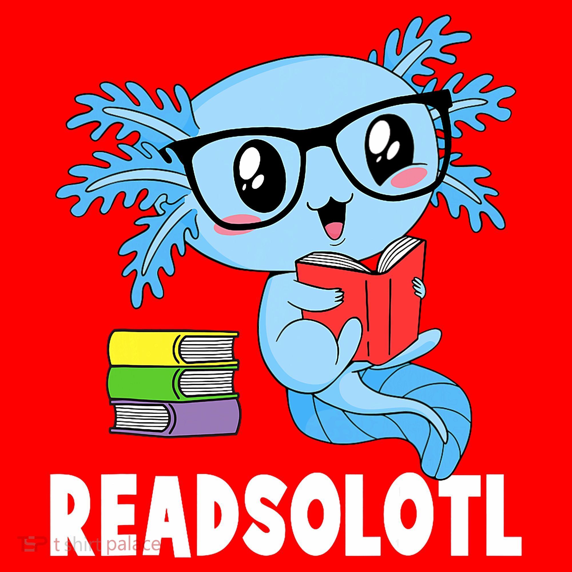 Readsolotl Read Book Funny Kawaii Blue Axolotl Reading Books Santa Hat