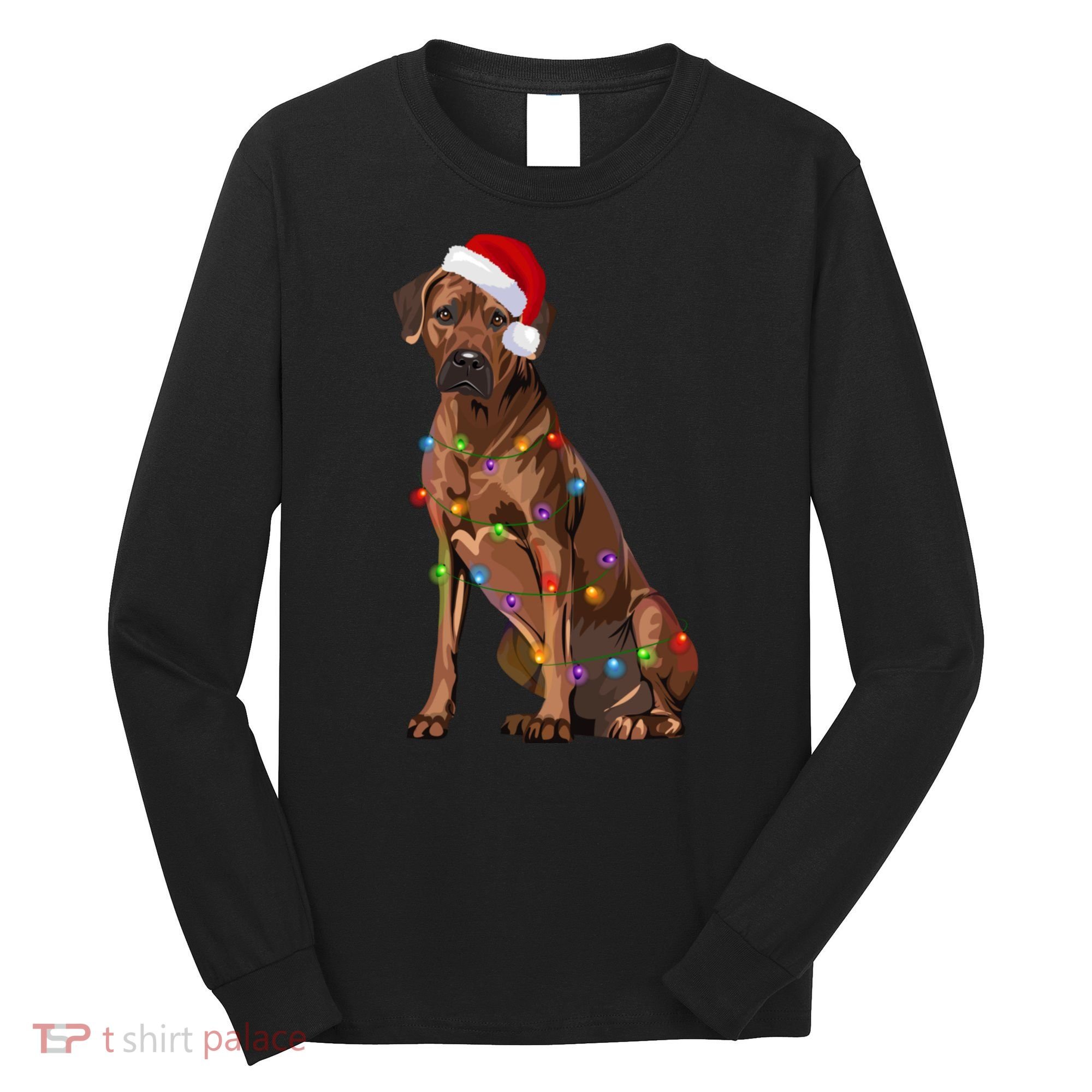 Rhodesian Ridgeback Christmas Lights Xmas Dog Lover Long Sleeve Shirt
