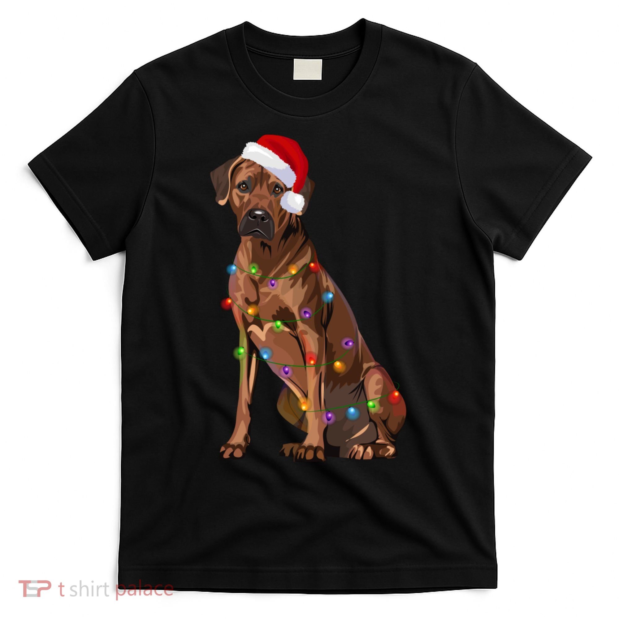 Rhodesian Ridgeback Christmas Lights Xmas Dog Lover T-Shirt
