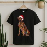 Rhodesian Ridgeback Christmas Lights Xmas Dog Lover T-Shirt thumb 2
