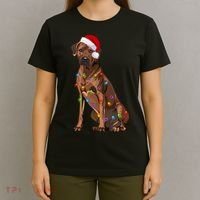 Rhodesian Ridgeback Christmas Lights Xmas Dog Lover T-Shirt thumb 4