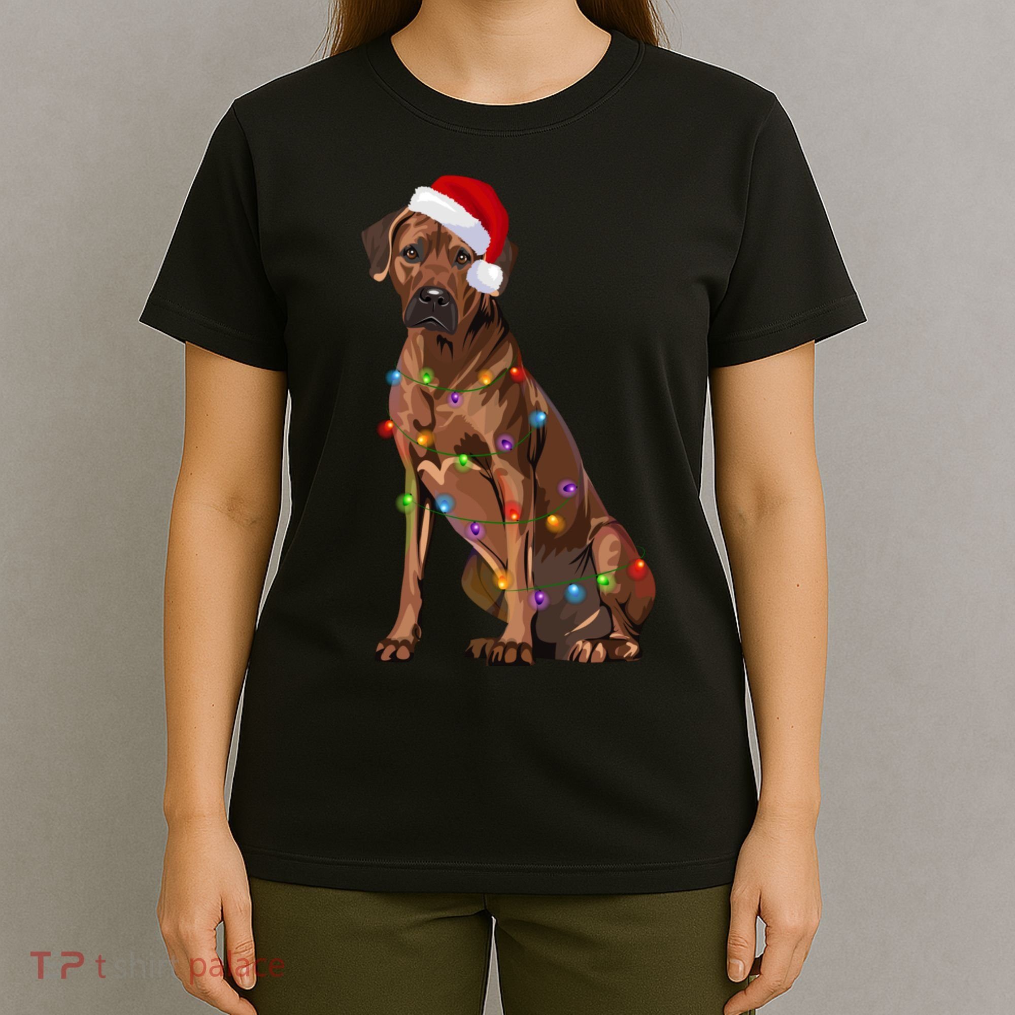 Rhodesian Ridgeback Christmas Lights Xmas Dog Lover T-Shirt