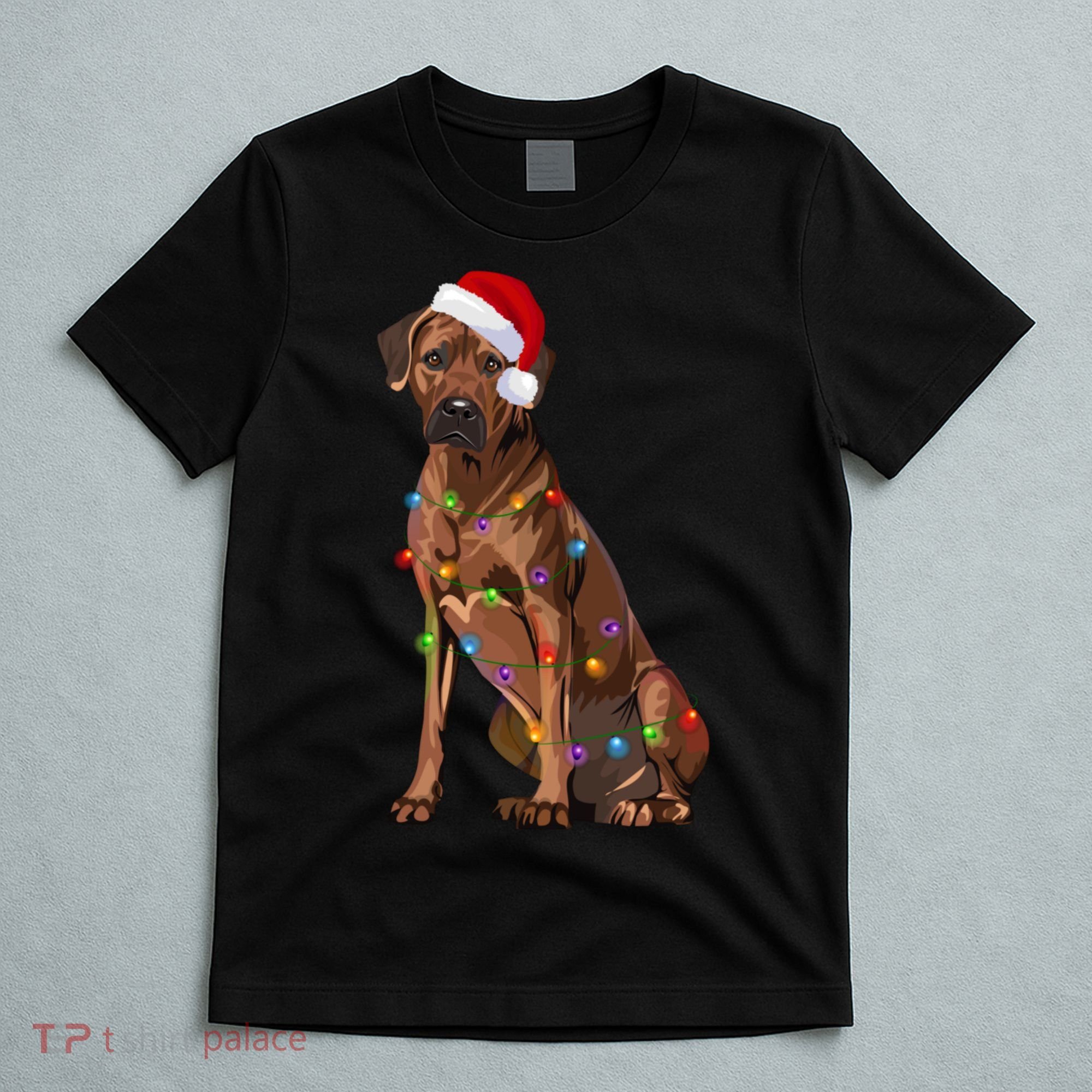 Rhodesian Ridgeback Christmas Lights Xmas Dog Lover T-Shirt