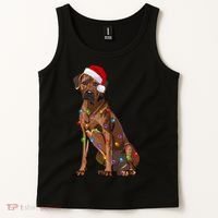 Rhodesian Ridgeback Christmas Lights Xmas Dog Lover Tank Top thumb 2