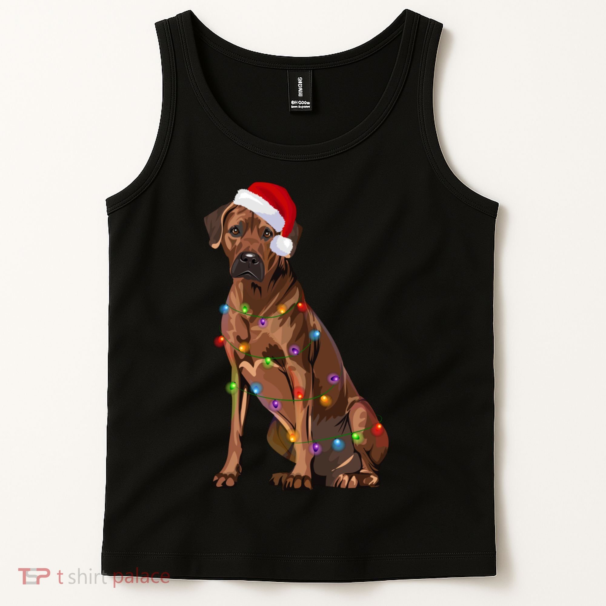 Rhodesian Ridgeback Christmas Lights Xmas Dog Lover Tank Top