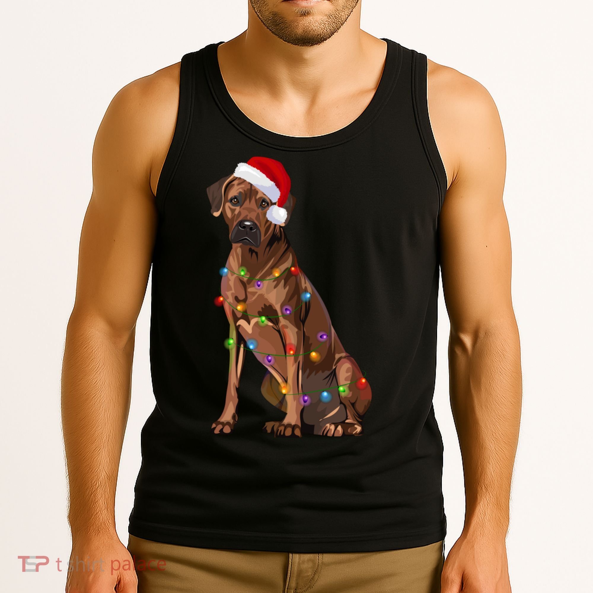 Rhodesian Ridgeback Christmas Lights Xmas Dog Lover Tank Top