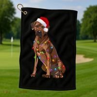 Rhodesian Ridgeback Christmas Lights Xmas Dog Lover Golf Towel thumb 1