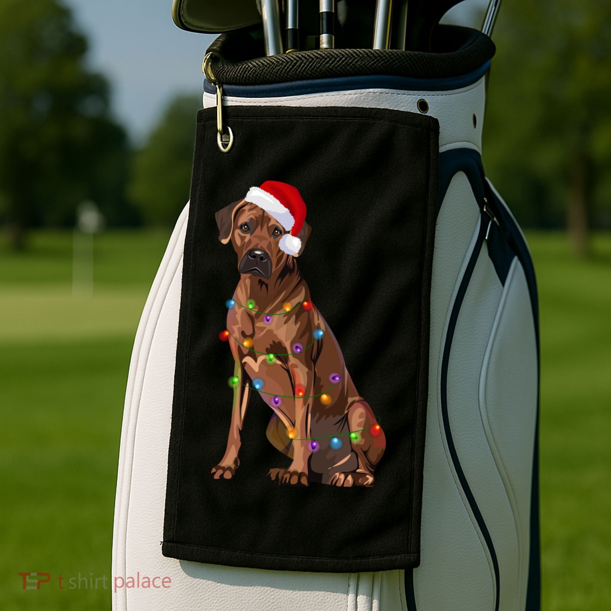 Rhodesian Ridgeback Christmas Lights Xmas Dog Lover Golf Towel