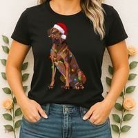 Rhodesian Ridgeback Christmas Lights Xmas Dog Lover Women's T-Shirt thumb 2