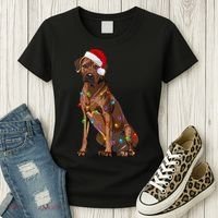 Rhodesian Ridgeback Christmas Lights Xmas Dog Lover Women's T-Shirt thumb 3