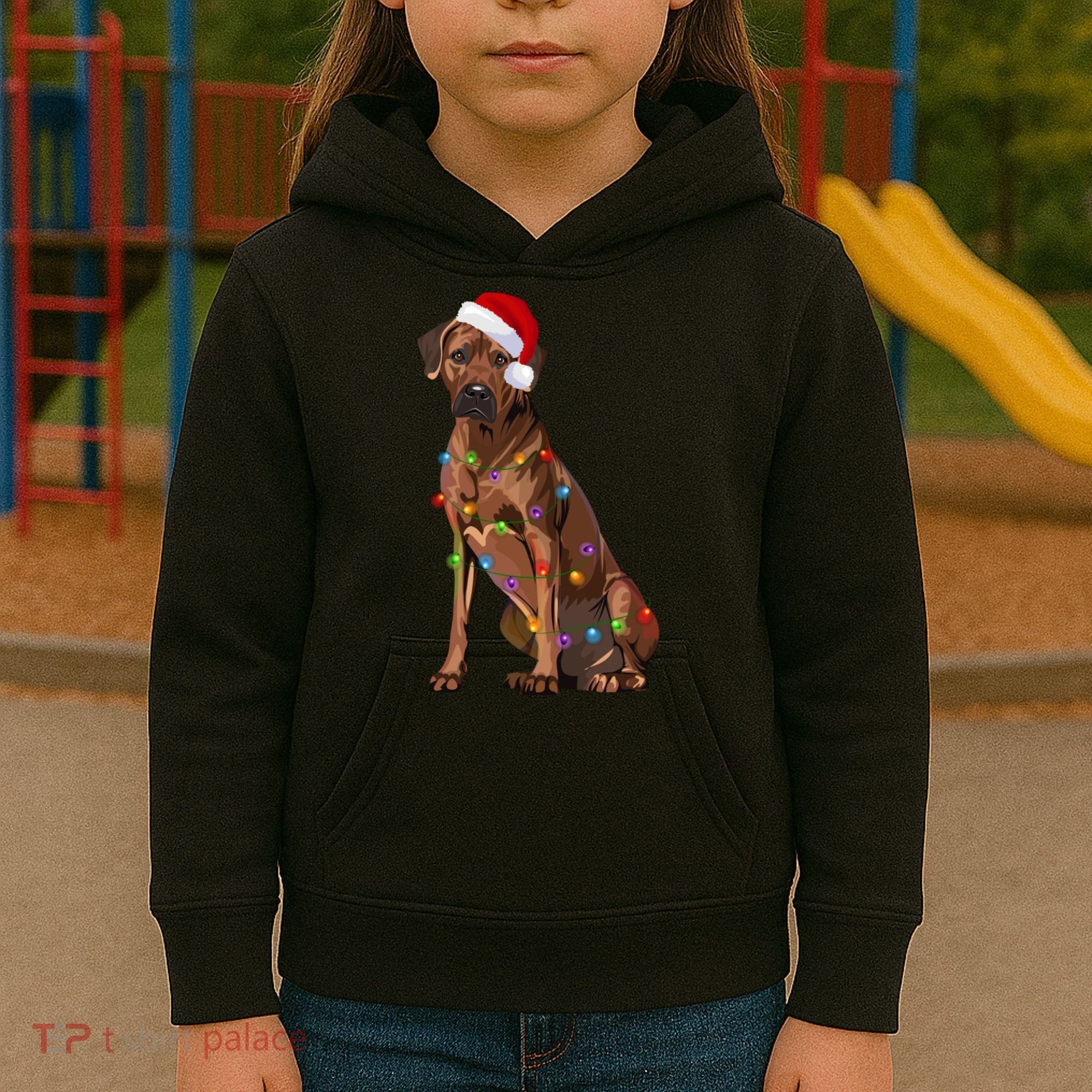 Rhodesian Ridgeback Christmas Lights Xmas Dog Lover Kids Hoodie