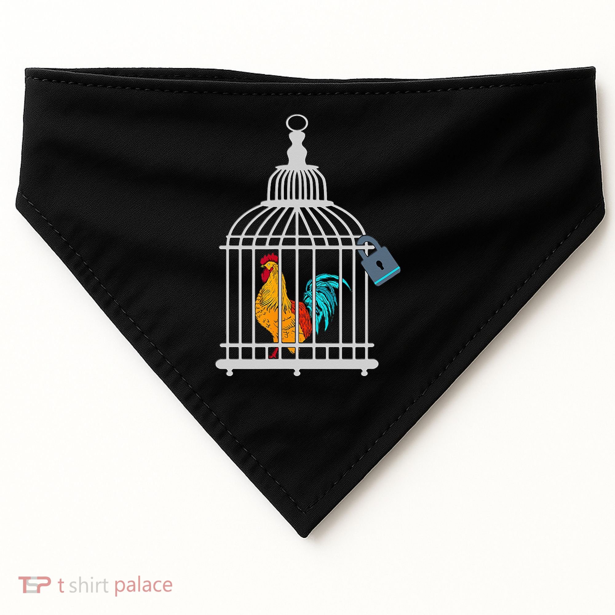 RED ROOSTER COCK MALE CHASTITY Chicken In Cage USA-Made Doggie Bandana
