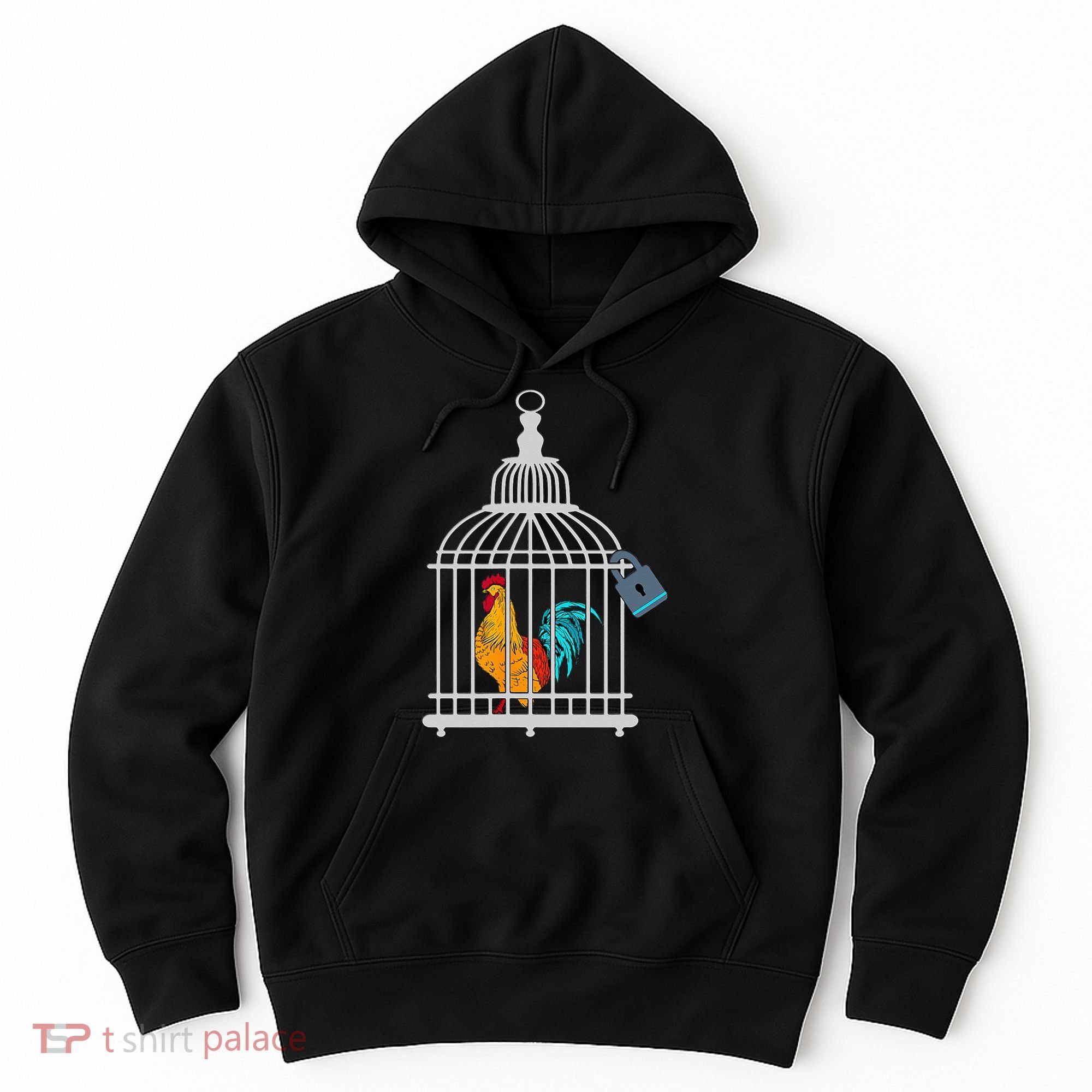RED ROOSTER COCK MALE CHASTITY Chicken In Cage Hoodie