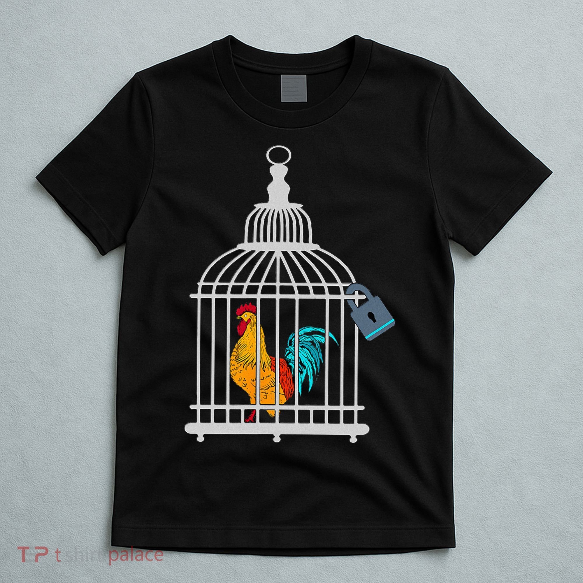 RED ROOSTER COCK MALE CHASTITY Chicken In Cage T-Shirt