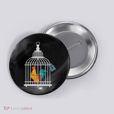RED ROOSTER COCK MALE CHASTITY Chicken In Cage Button