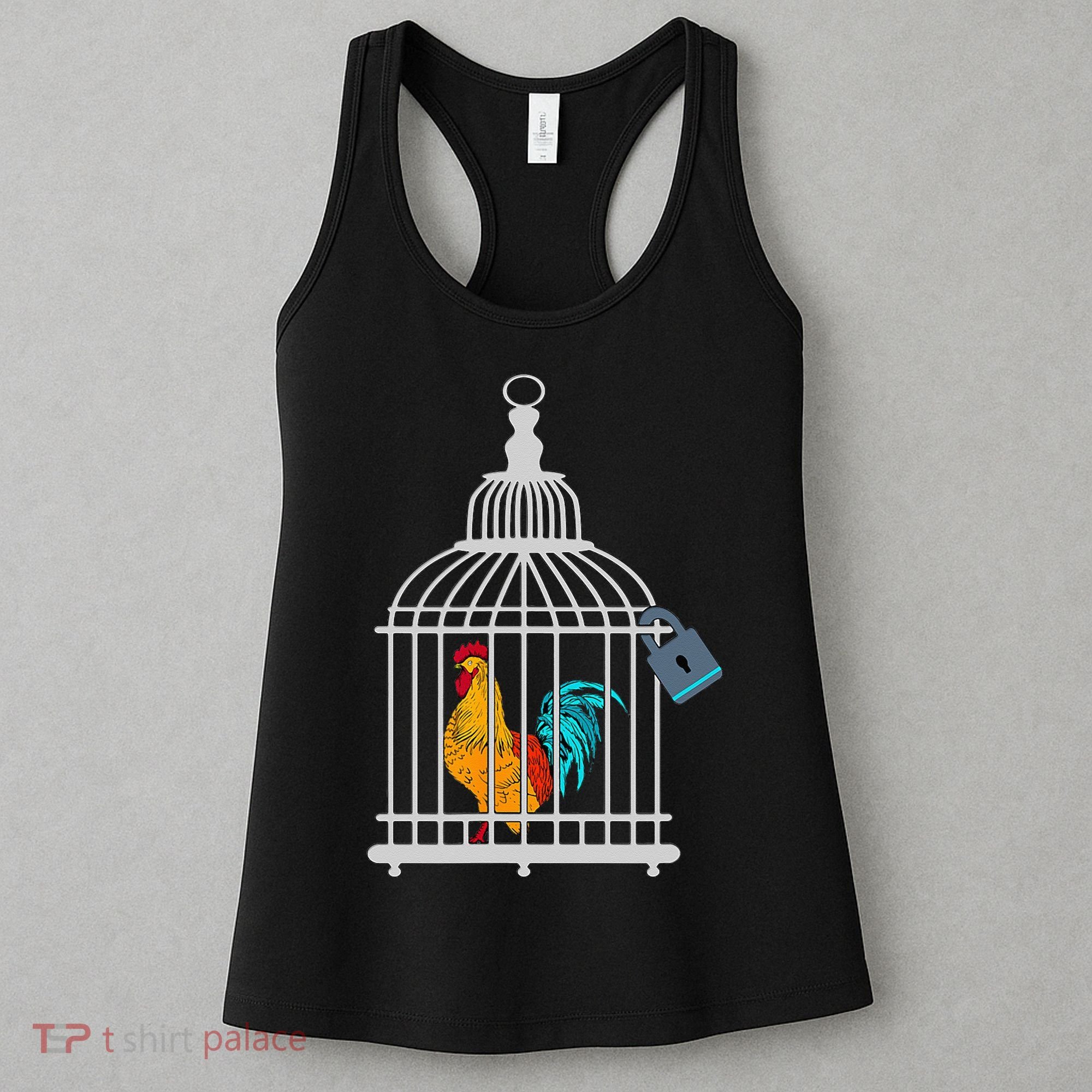 RED ROOSTER COCK MALE CHASTITY Chicken In Cage Women's Tank Top