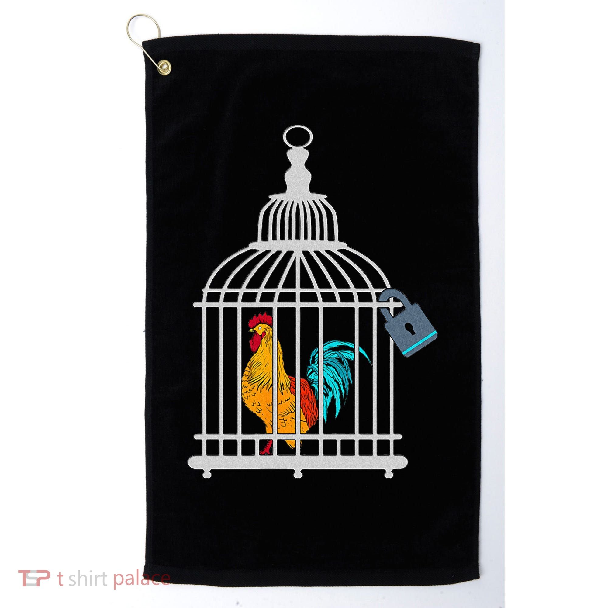 RED ROOSTER COCK MALE CHASTITY Chicken In Cage Golf Towel