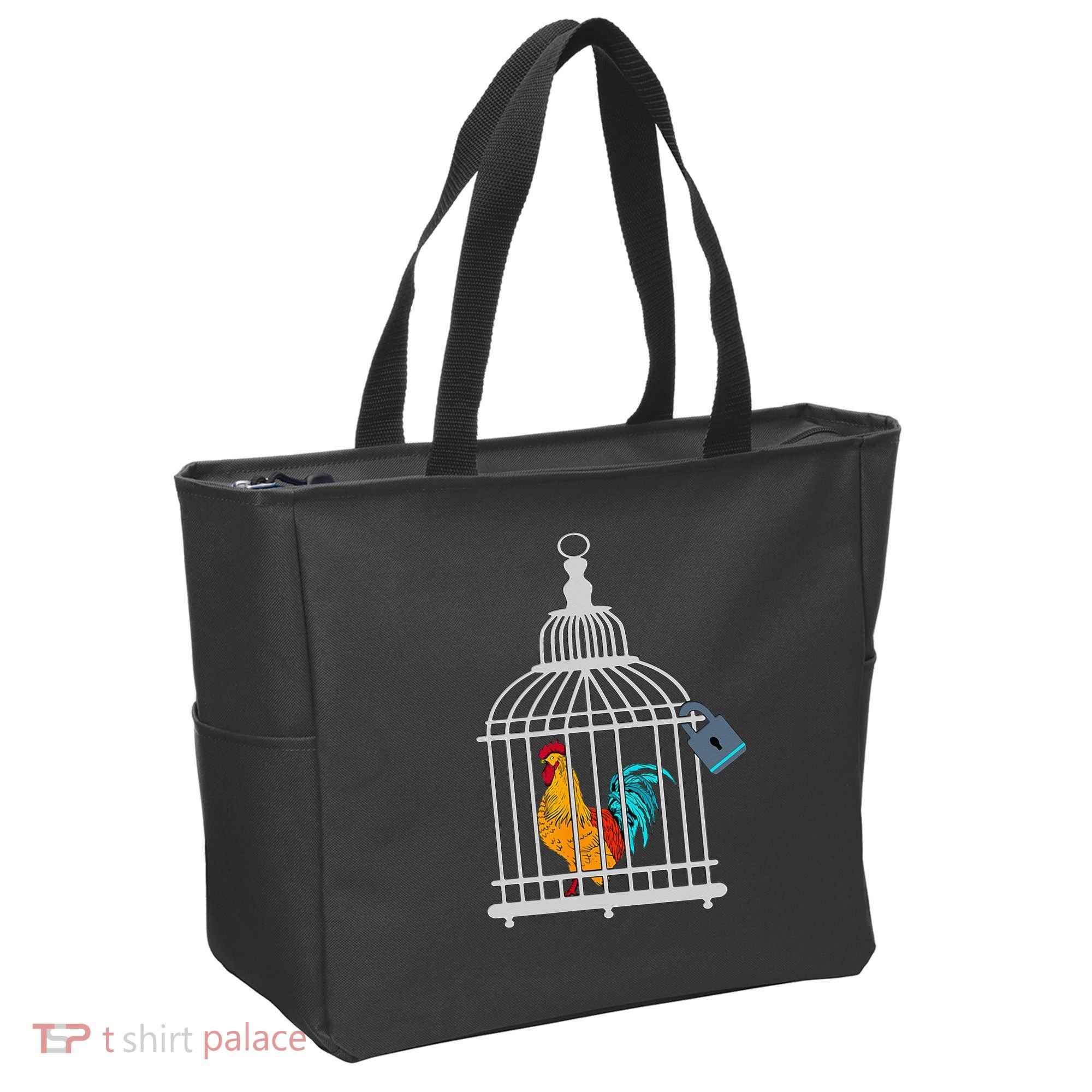 RED ROOSTER COCK MALE CHASTITY Chicken In Cage Tote Bag