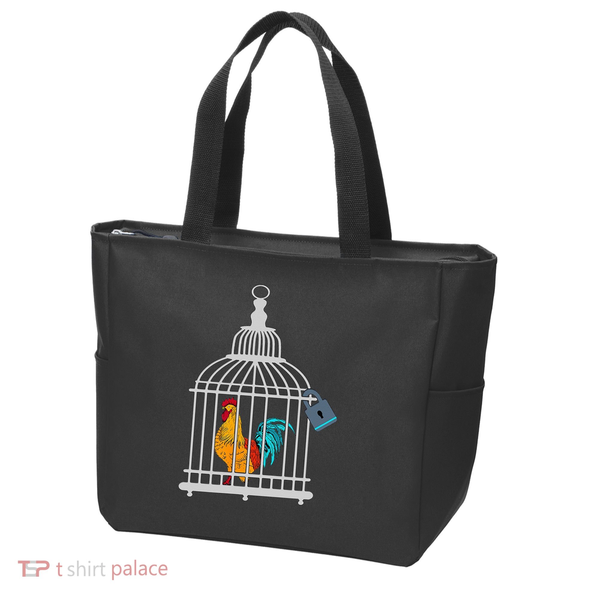 RED ROOSTER COCK MALE CHASTITY Chicken In Cage Tote Bag