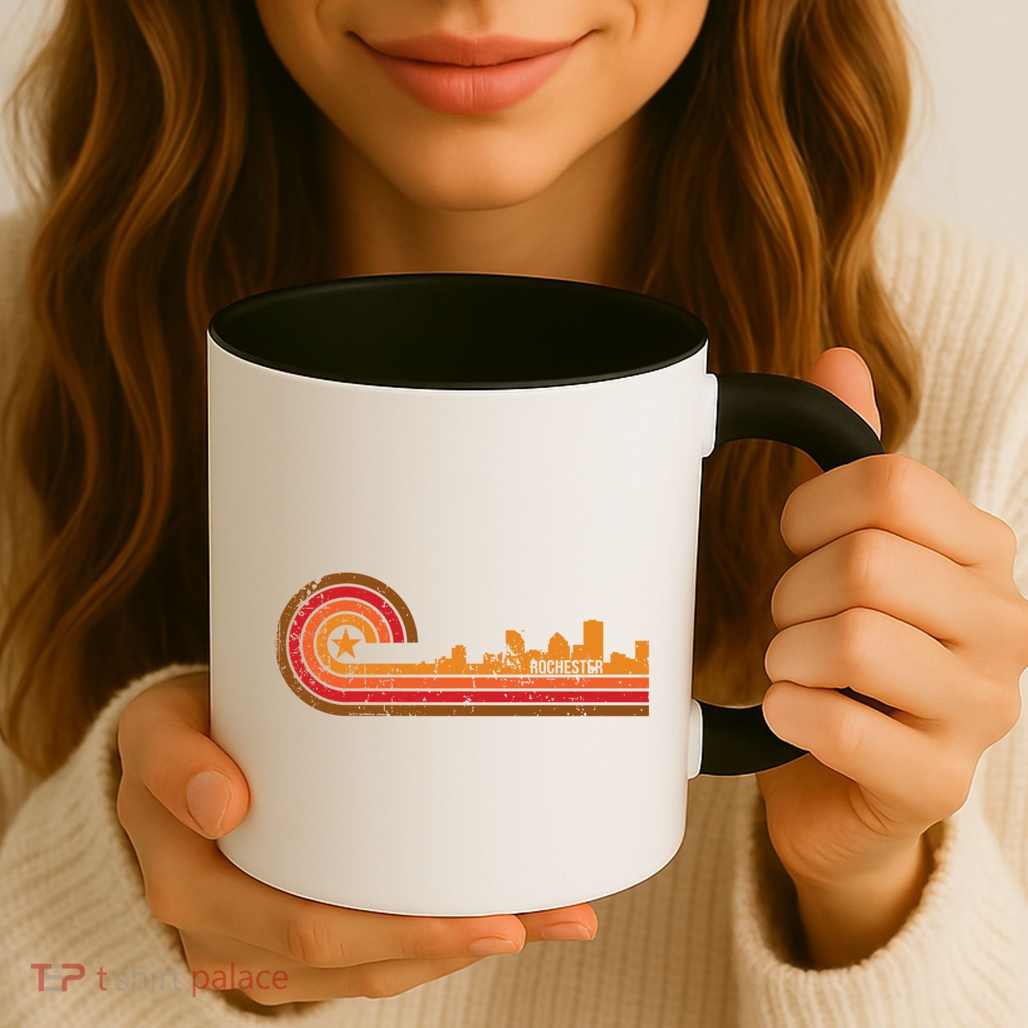 Retro Rochester Cityscape Gift Rochester Ny Skyline Gift Coffee Mug