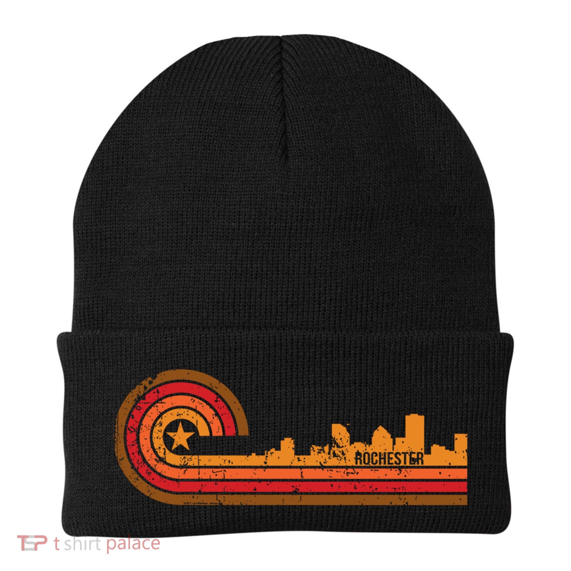Retro Rochester Cityscape Gift Rochester Ny Skyline Gift Beanie