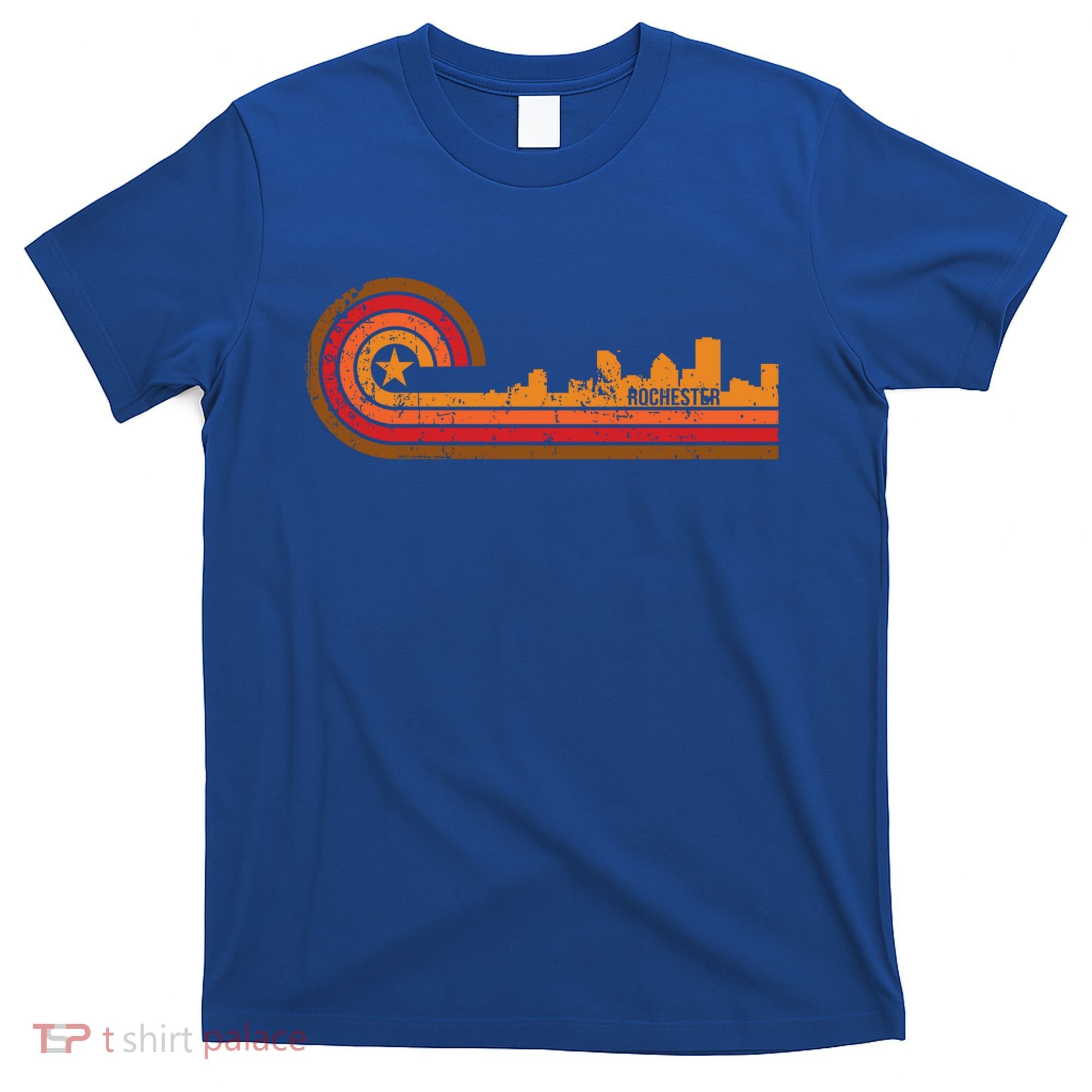 Retro Rochester Cityscape Gift Rochester Ny Skyline Gift T-Shirt