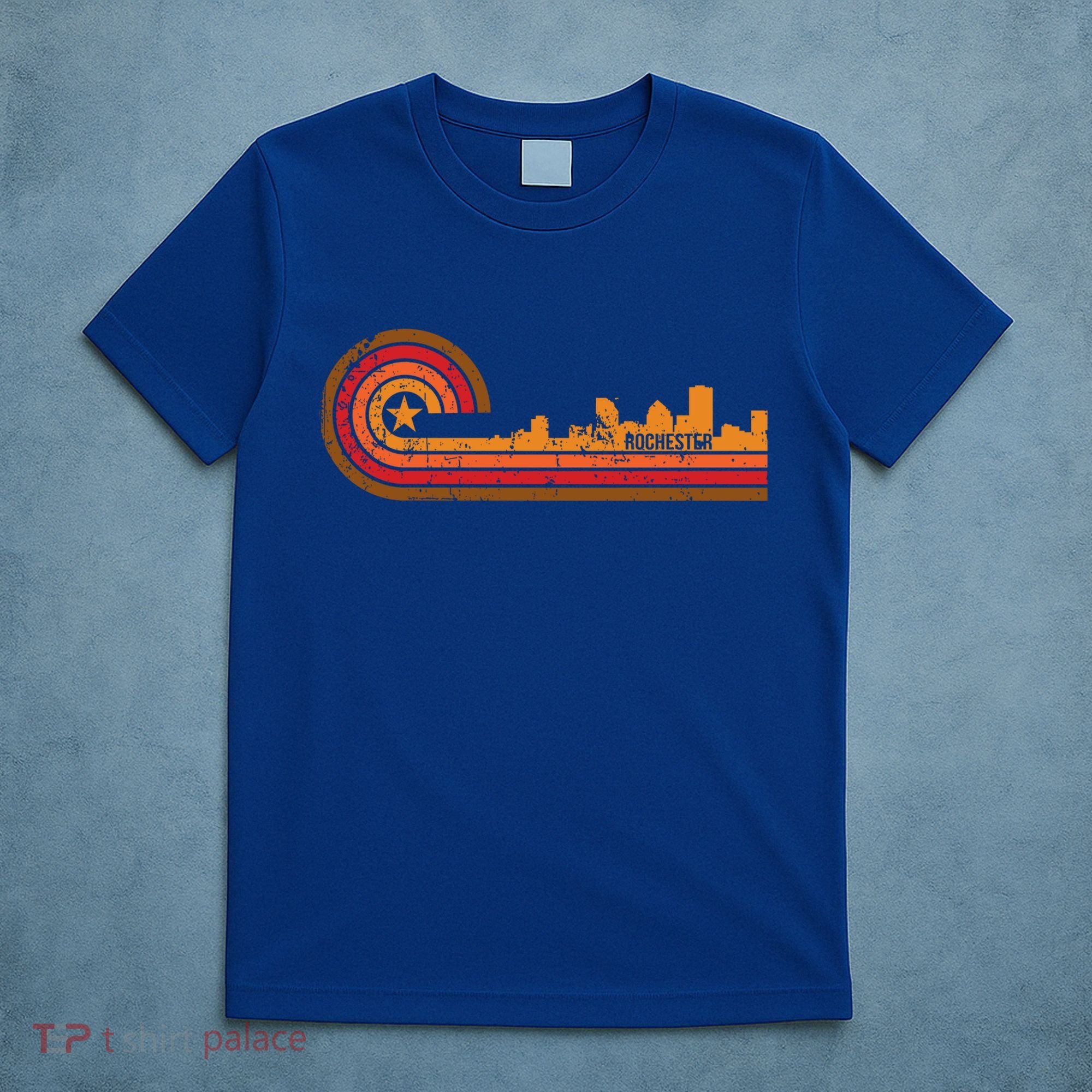 Retro Rochester Cityscape Gift Rochester Ny Skyline Gift T-Shirt