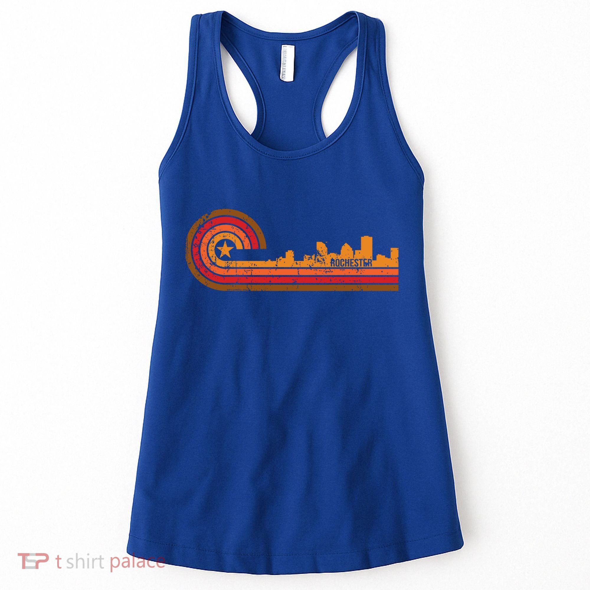 Retro Rochester Cityscape Gift Rochester Ny Skyline Gift Women's Tank Top