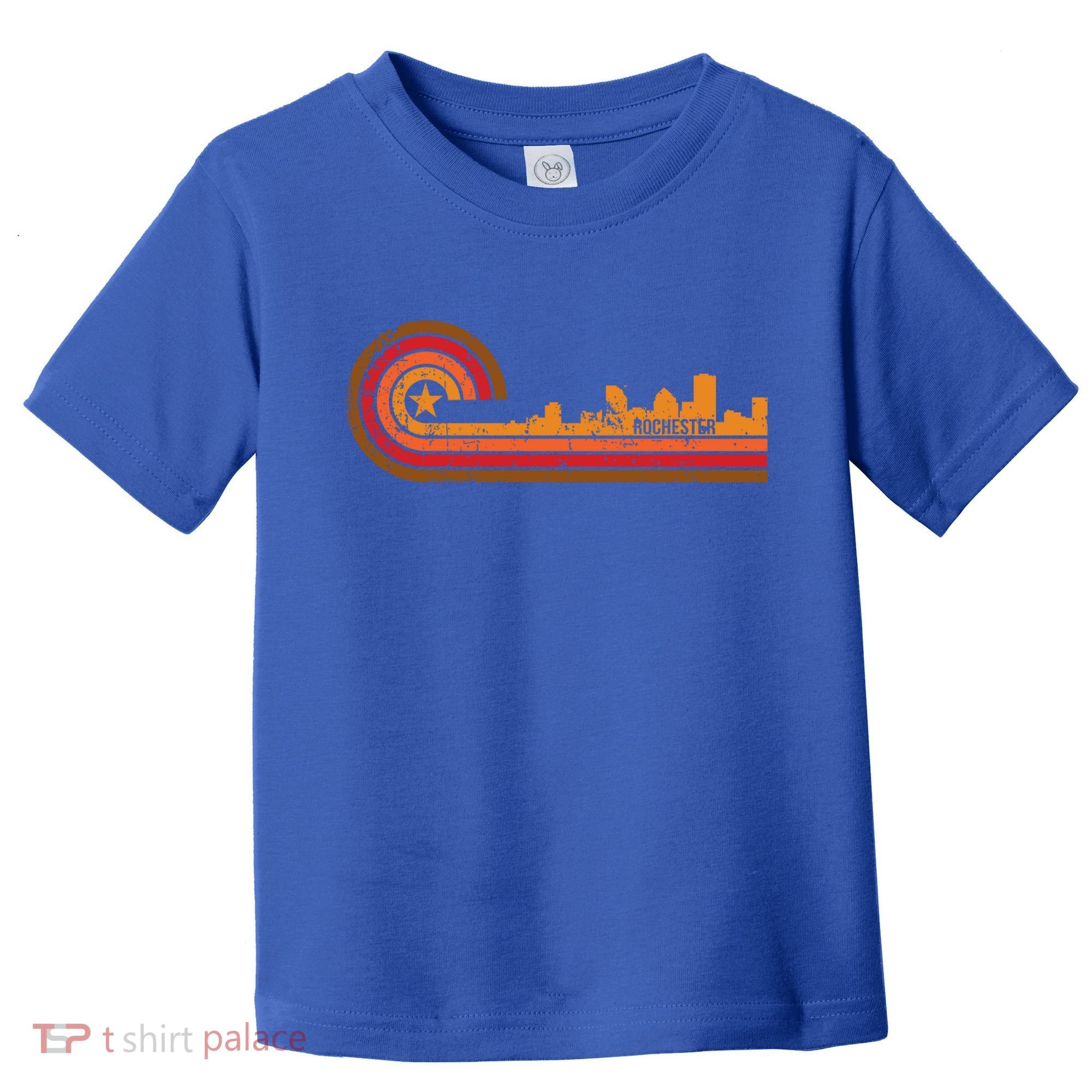 Retro Rochester Cityscape Gift Rochester Ny Skyline Gift Toddler T-Shirt