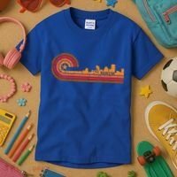 Retro Rochester Cityscape Gift Rochester Ny Skyline Gift Kids T-Shirt thumb 3