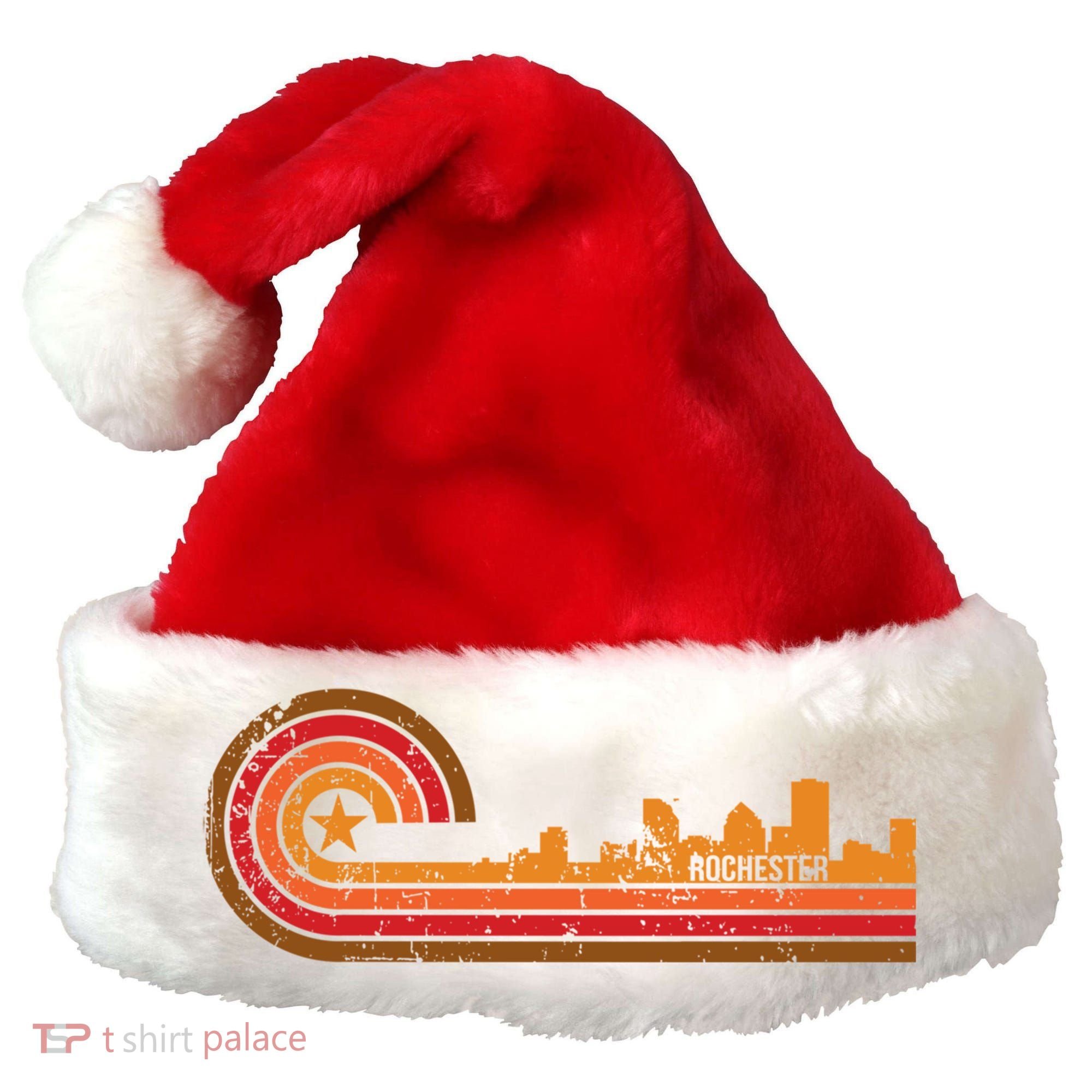 Retro Rochester Cityscape Gift Rochester Ny Skyline Gift Santa Hat