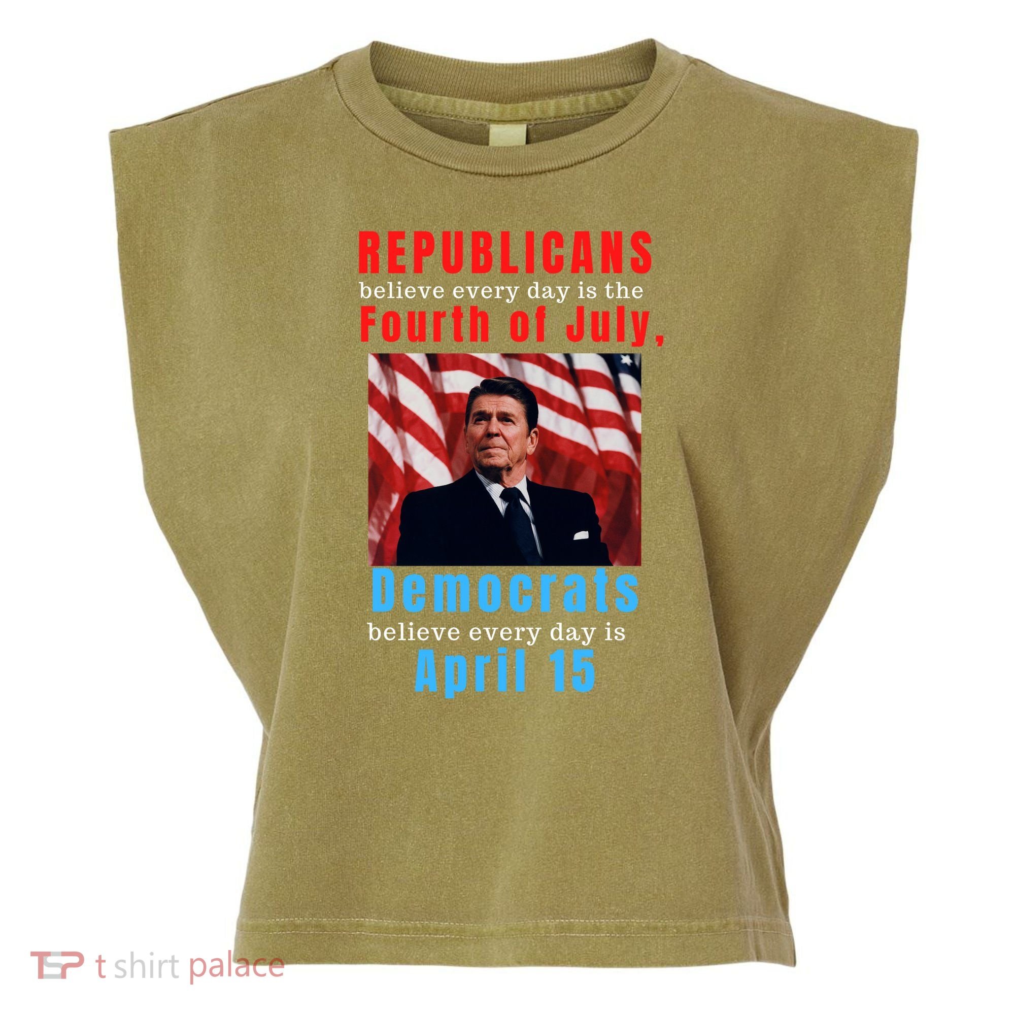 Ronald Reagan Conservative Garment-Dyed Women's Muscle Tee