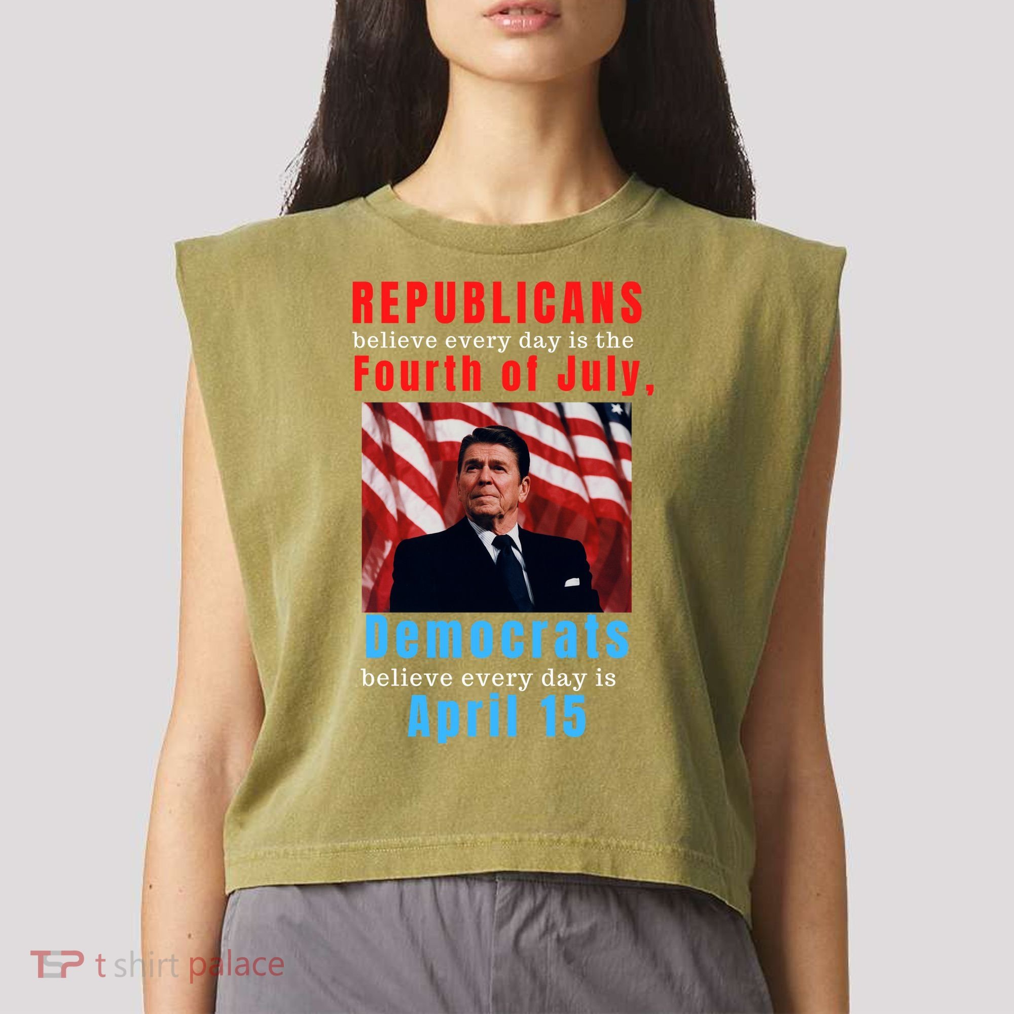 Ronald Reagan Conservative Garment-Dyed Women's Muscle Tee