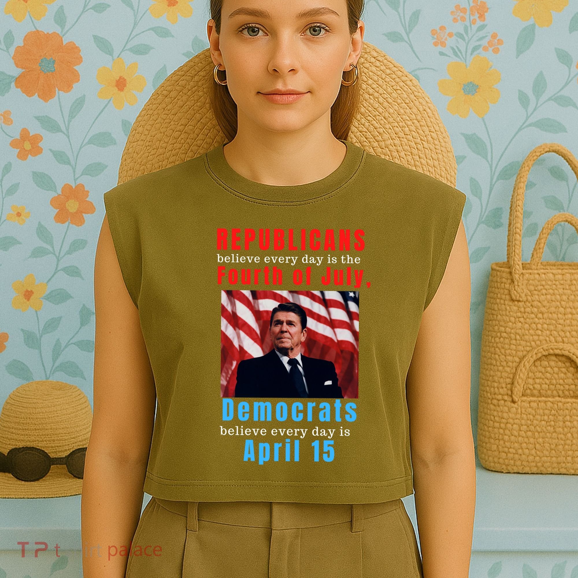Ronald Reagan Conservative Garment-Dyed Women's Muscle Tee