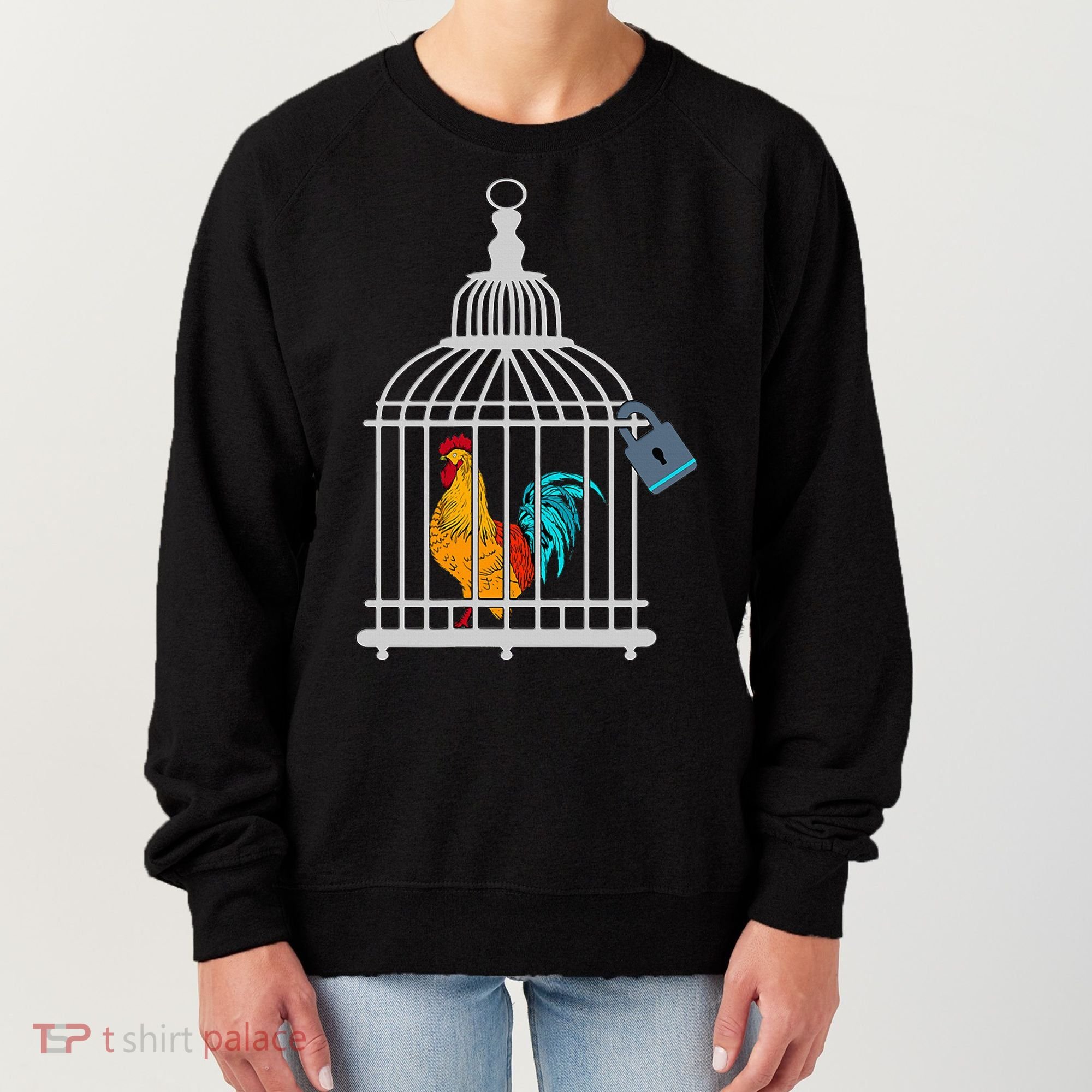 Red Rooster Cock Male Chastity Chicken In Cage Women's Sweatshirt