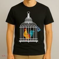 Red Rooster Cock Male Chastity Chicken In Cage T-Shirt thumb 3