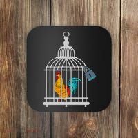 Red Rooster Cock Male Chastity Chicken In Cage Coaster thumb 0